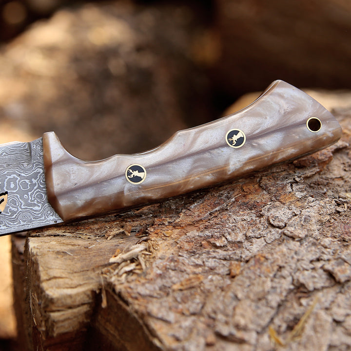 Fusion Gut Hook Hunting Knife with Mother of Pearl Handle - Shokunin USA