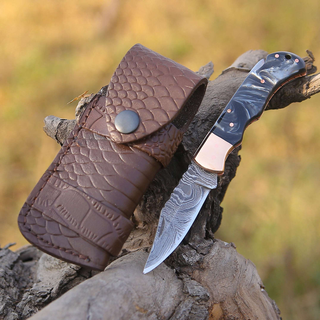 Pocket Knife - Guardian Pocket Knife with With Copper Bolster & Resin Scales - Shokunin USA