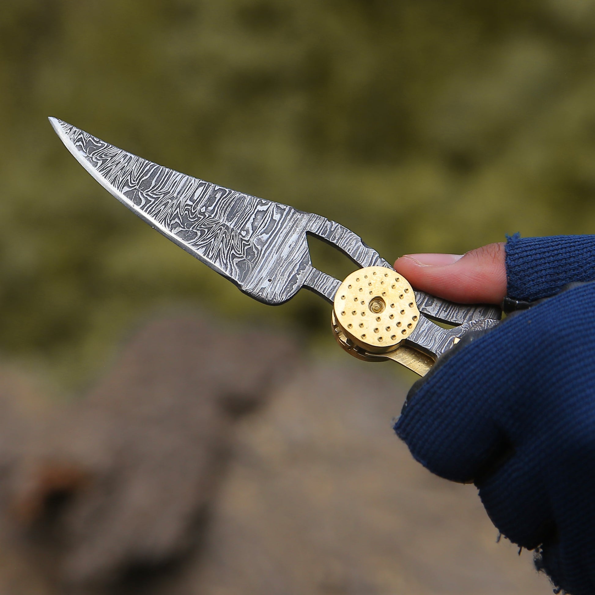 Utility Knife - Elegance Handmade Personalized Damascus Folding Hunting Knife with Damascus Handle - Shokunin USA