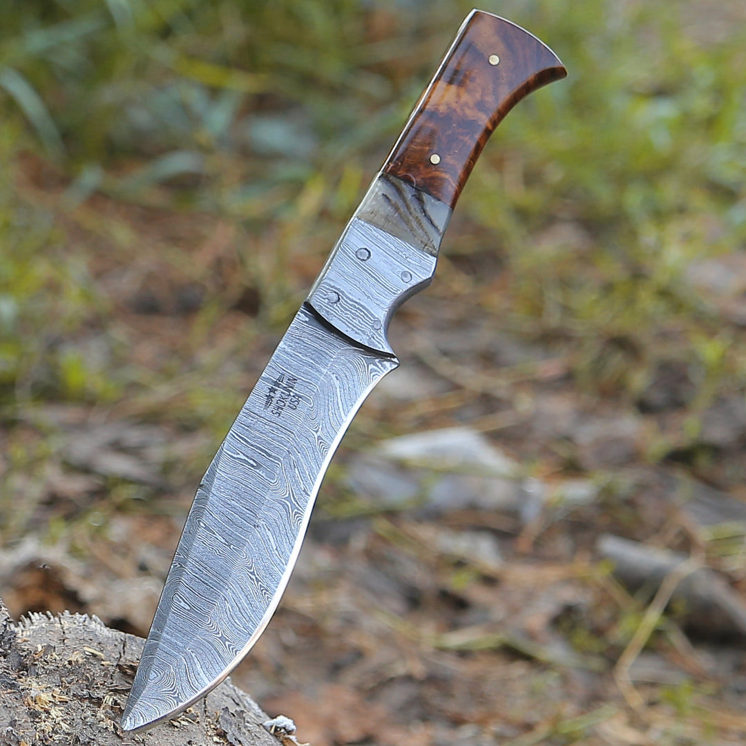 Stinger Custom Handmade Hunting Knife, With Ram Horn & Rose Wood Handle - Shokunin USA