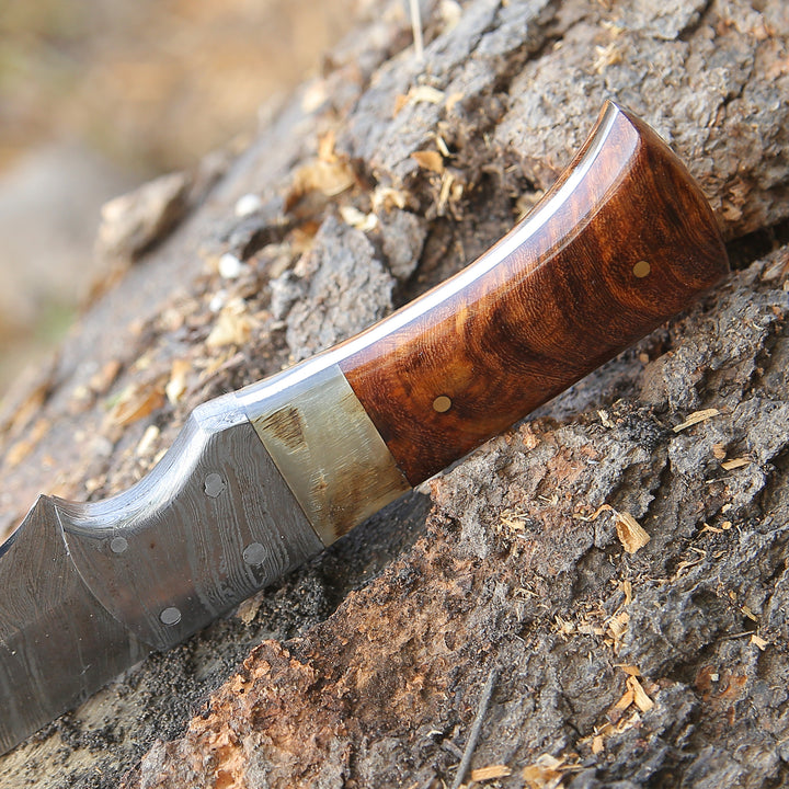 Stinger Custom Handmade Hunting Knife, With Ram Horn &amp; Rose Wood Handle - Shokunin USA