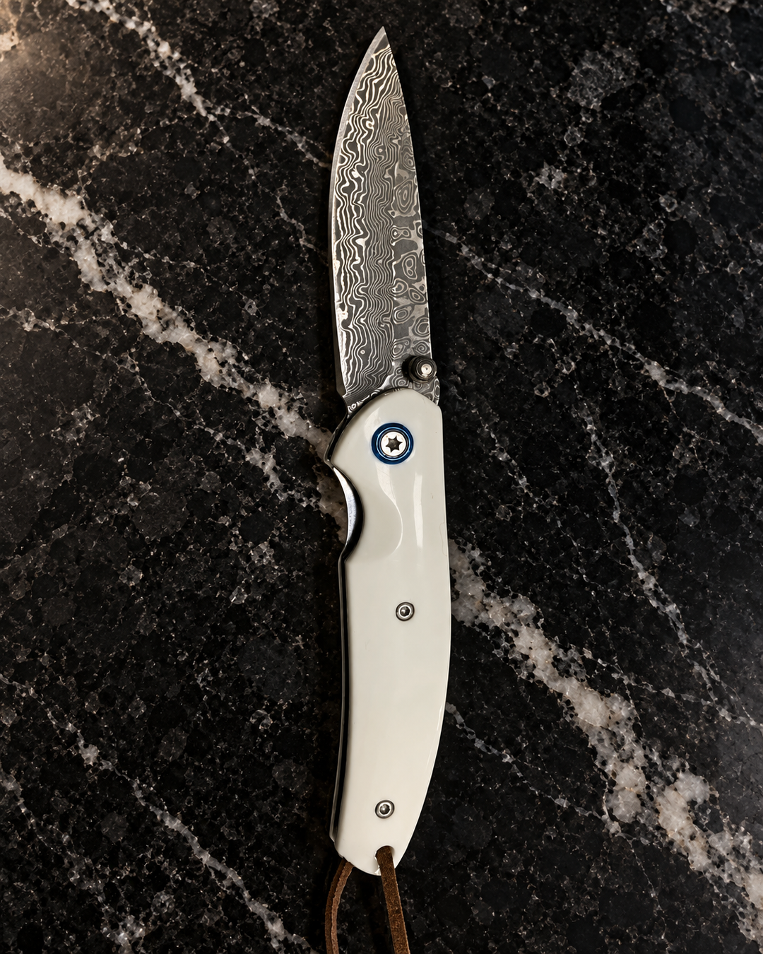 Thunderbolt Handmade VG10 Damascus Pocket Knife with Faux  Ivory Handle