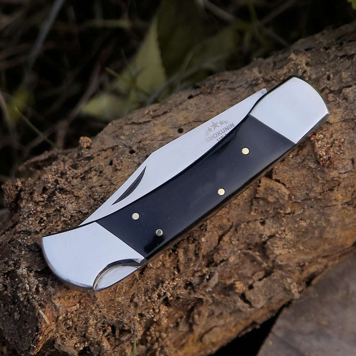 Pocket knife - Pocket Knife with Exotic Bull Horn Handle &amp; Sheath Personalized - Shokunin USA