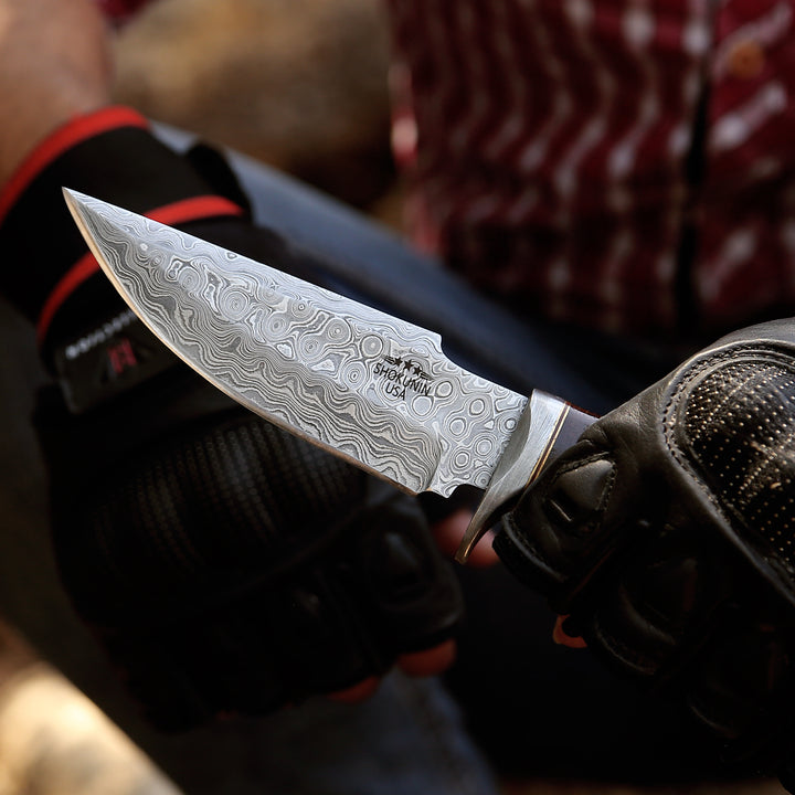 Champion Hunting Knife with Exotic Rosewood &amp; Bone Handle - Shokunin USA