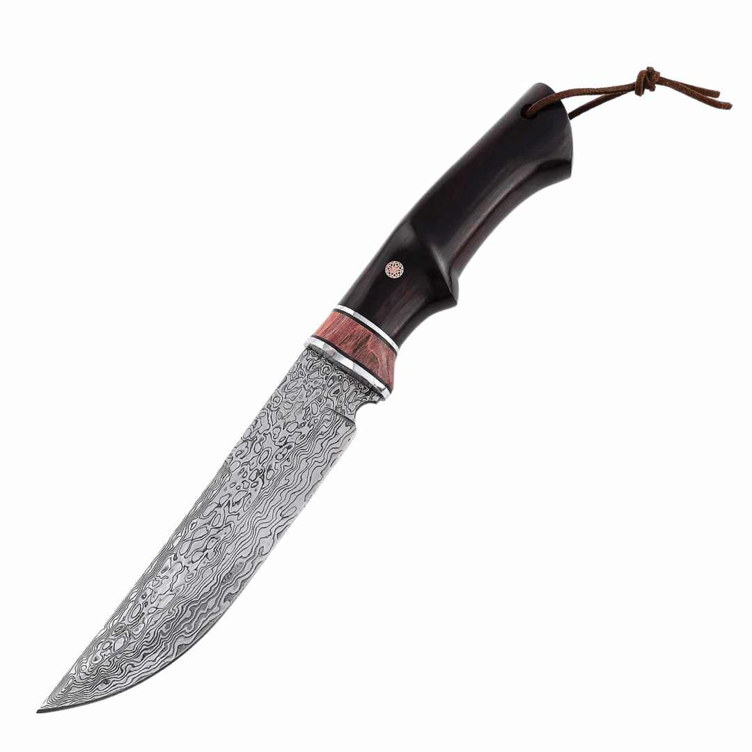 Damascus knife - Terminator Japanese Hunting Knife with VG-10 Damacus Blade and Ebony Wood Handle - Shokunin USA