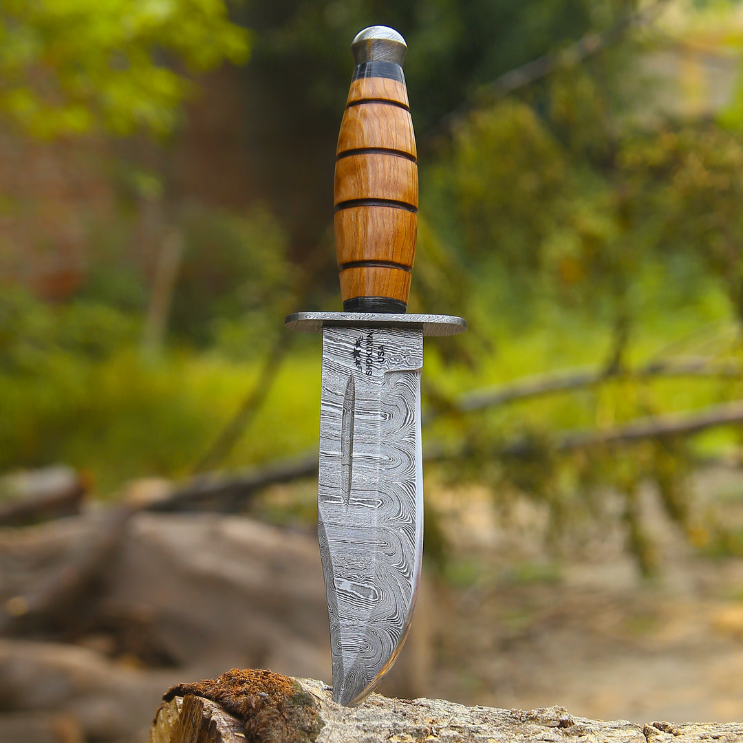 Stealth Custom Ka Bar Knife with Olive Wood Handle - Shokunin USA