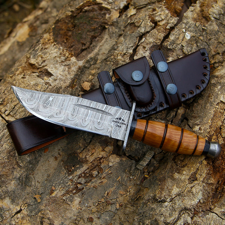Stealth Custom Ka Bar Knife with Olive Wood Handle - Shokunin USA