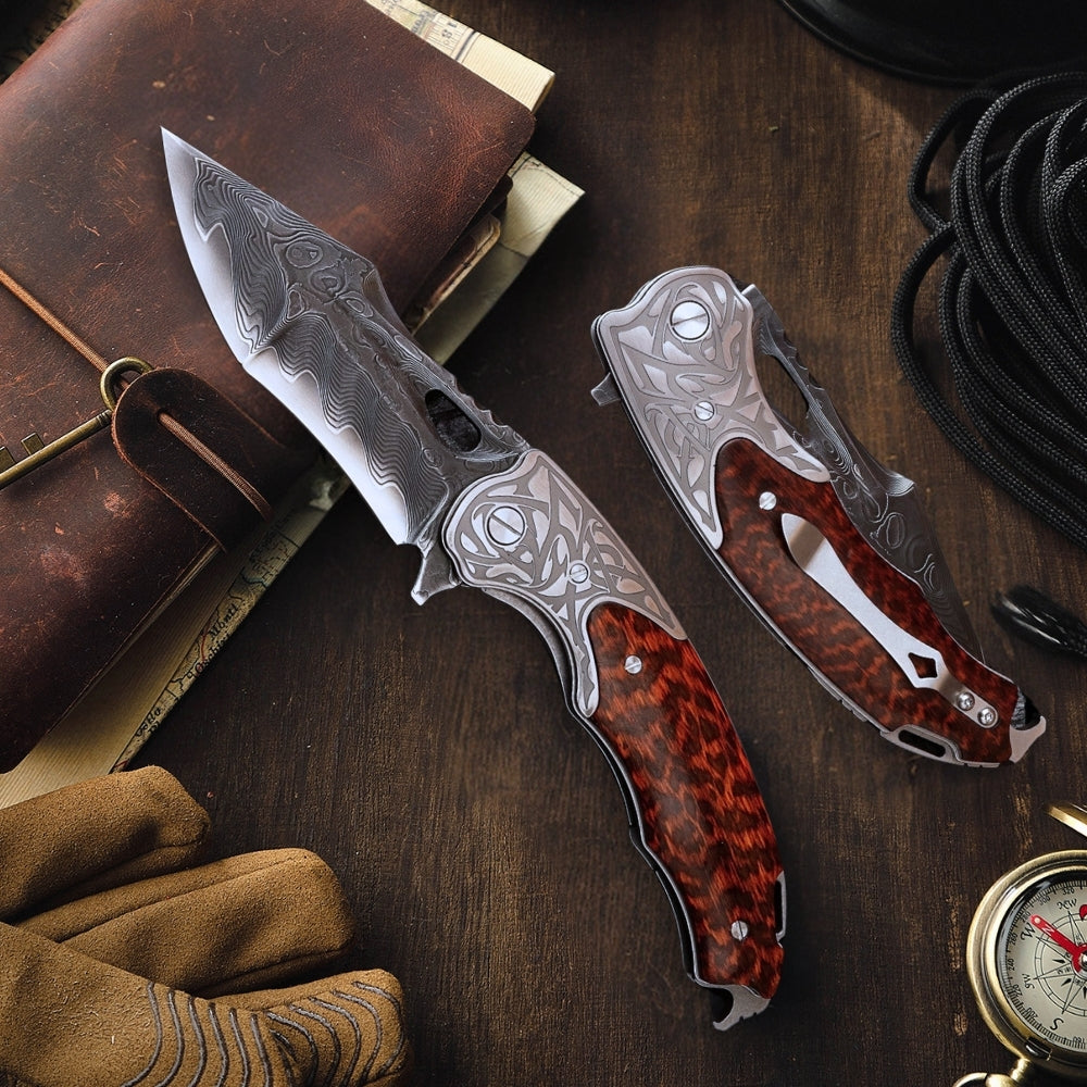 Damascus Knife - Apollo VG10 Handmade Gentlemans Knife with Exotic Snake Wood Handle - Shokunin USA
