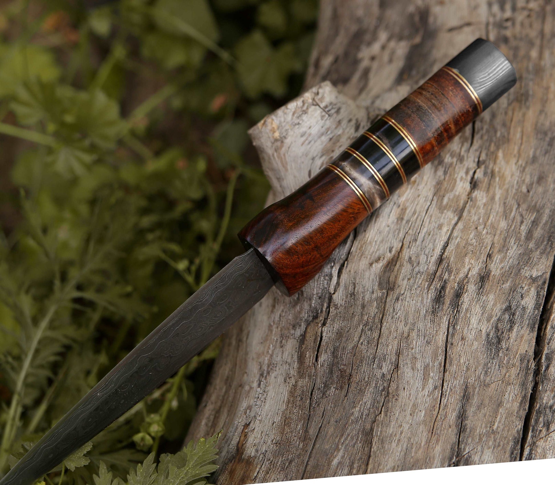 Damascus Knife - Cloud Damascus Dagger with Sheath - Shokunin USA