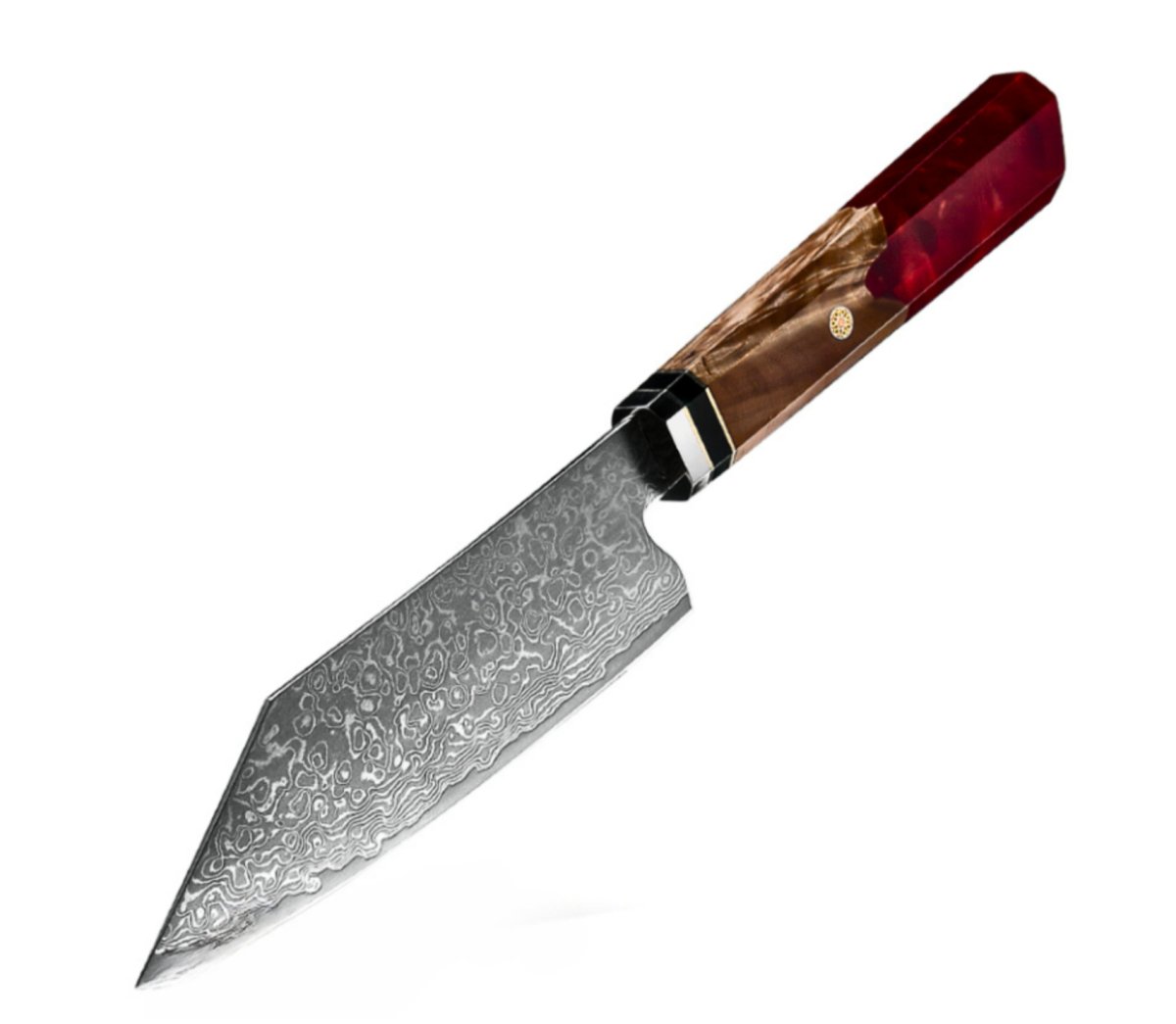 Chef knife - Alpha Japanese VG10 Damascus Chef Knife with Exotic Olive Wood & Resin Handle - Shokunin USA