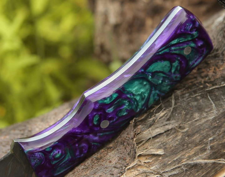 Arcane Handmade Damascus Hunting Knife with Resin Handle - Shokunin USA