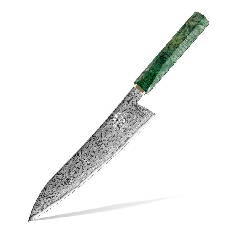 Chef knife - Deuce Custom Japanese Chef Knife with Exotic Maple Burl Wood Handle - Shokunin USA