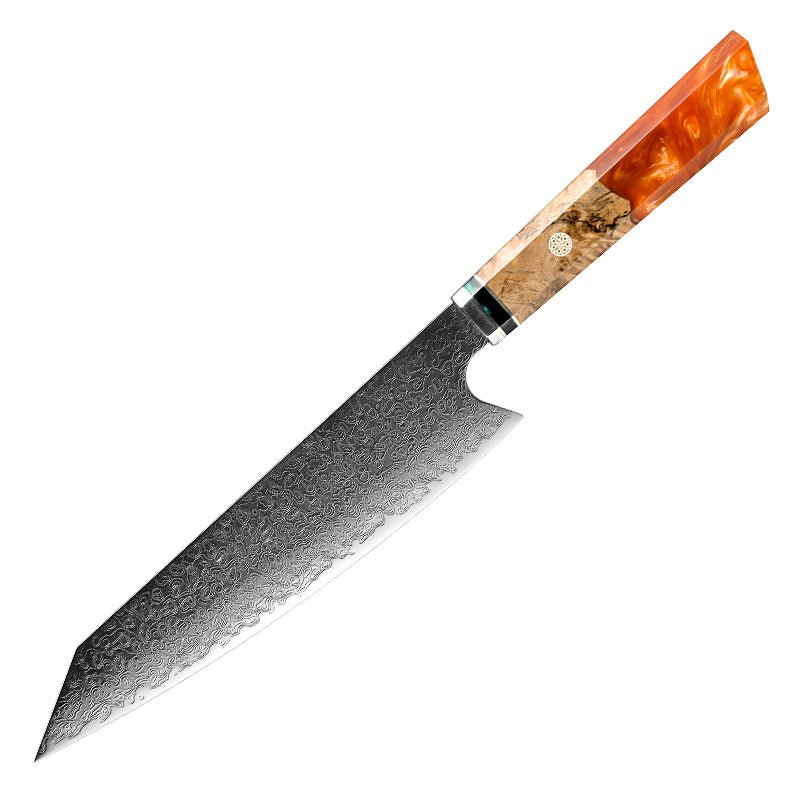 kritsuke knife - Brilliance Japanese VG10 Damascus 8-inch Chef's Knife with Exotic Olive Wood Handle & Sheath - Shokunin USA