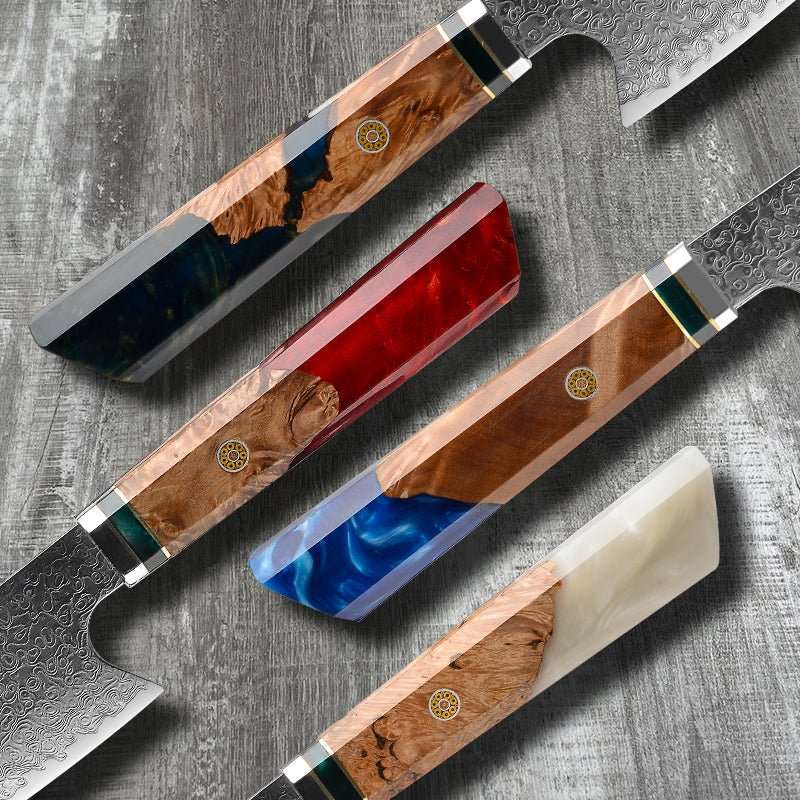kritsuke knife - Brilliance Japanese VG10 Damascus 8-inch Chef's Knife with Exotic Olive Wood Handle & Sheath - Shokunin USA