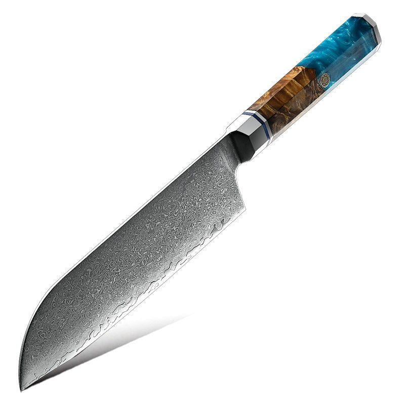 Chef Knife Set - Allure Professional Japanese VG10 Damascus 8-Pcs Knife Set with Exotic Olive Burl Wood & Resin Handle - Shokunin USA