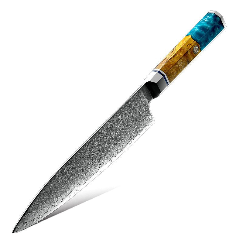 Chef Knife Set - Allure Professional Japanese VG10 Damascus 8-Pcs Knife Set with Exotic Olive Burl Wood & Resin Handle - Shokunin USA