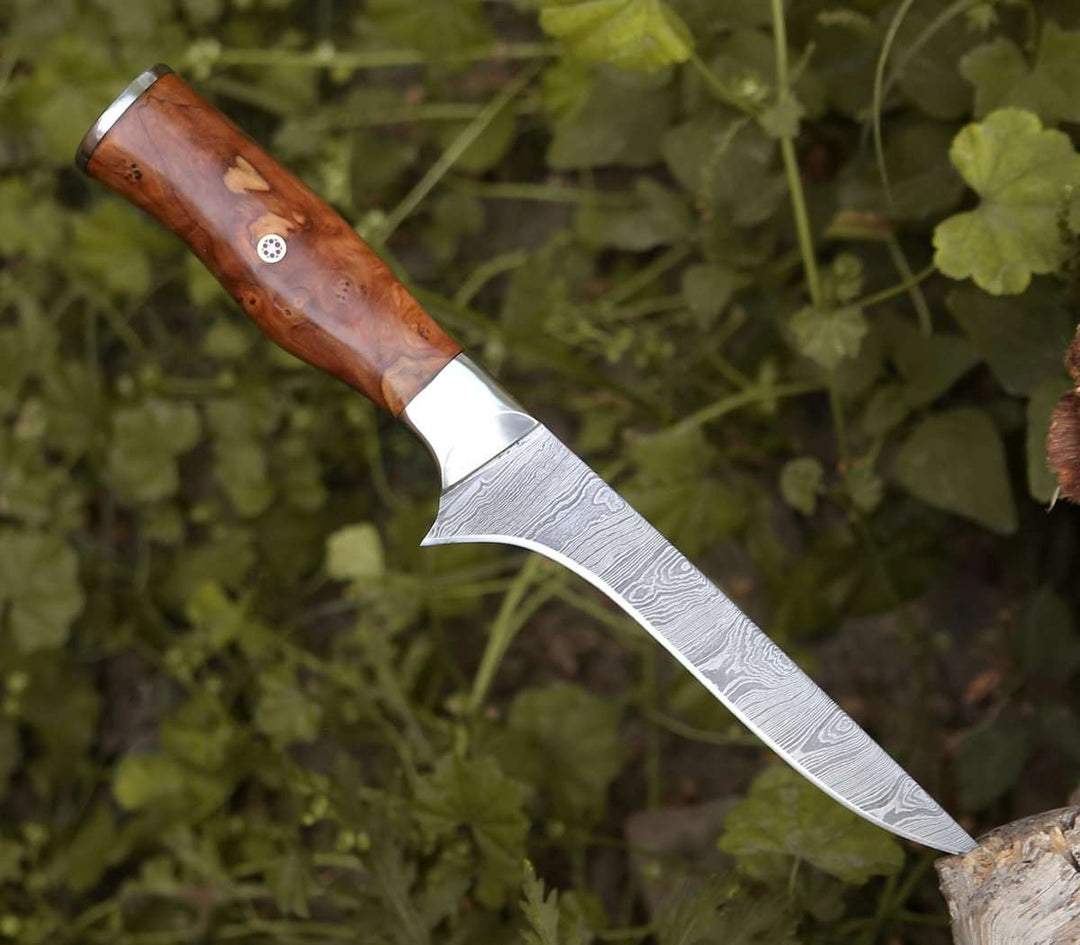 Concord Damascus Fillet Knife with Exotic Olive wood Handle - Shokunin USA