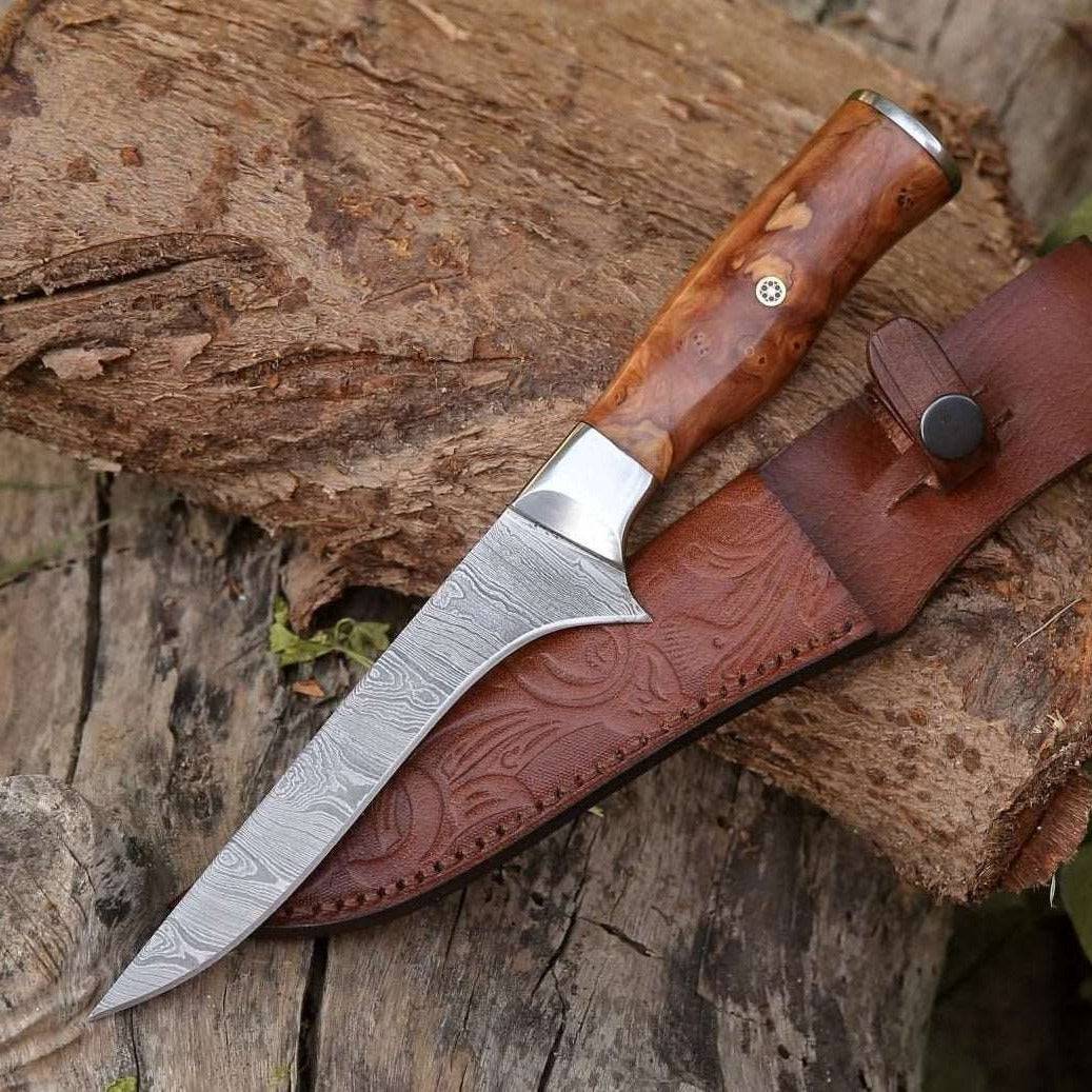 Concord Damascus Fillet Knife with Exotic Olive wood Handle - Shokunin USA