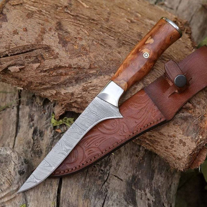 Concord Damascus Fillet Knife with Exotic Olive wood Handle - Shokunin USA