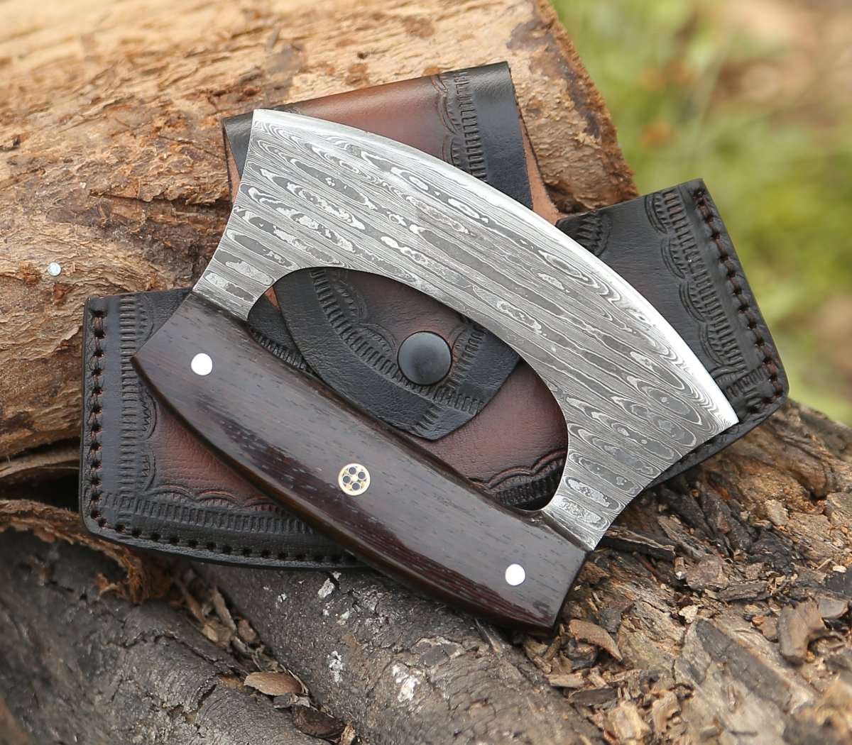 6.0" Mezzaluna Knive - Ulu Knife with Exotic Wenge Wood Handle - Shokunin USA