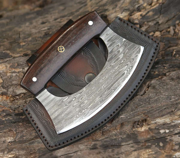 6.0" Mezzaluna Knive - Ulu Knife with Exotic Wenge Wood Handle - Shokunin USA