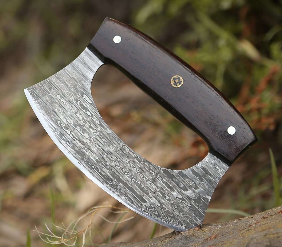 6.0" Mezzaluna Knive - Ulu Knife with Exotic Wenge Wood Handle - Shokunin USA