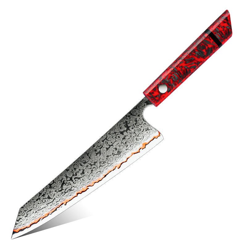 Epical Japanese Chef Knife Copper Damascus Steel Blade with Carbon Fiber Handle and Sheath - Shokunin USA