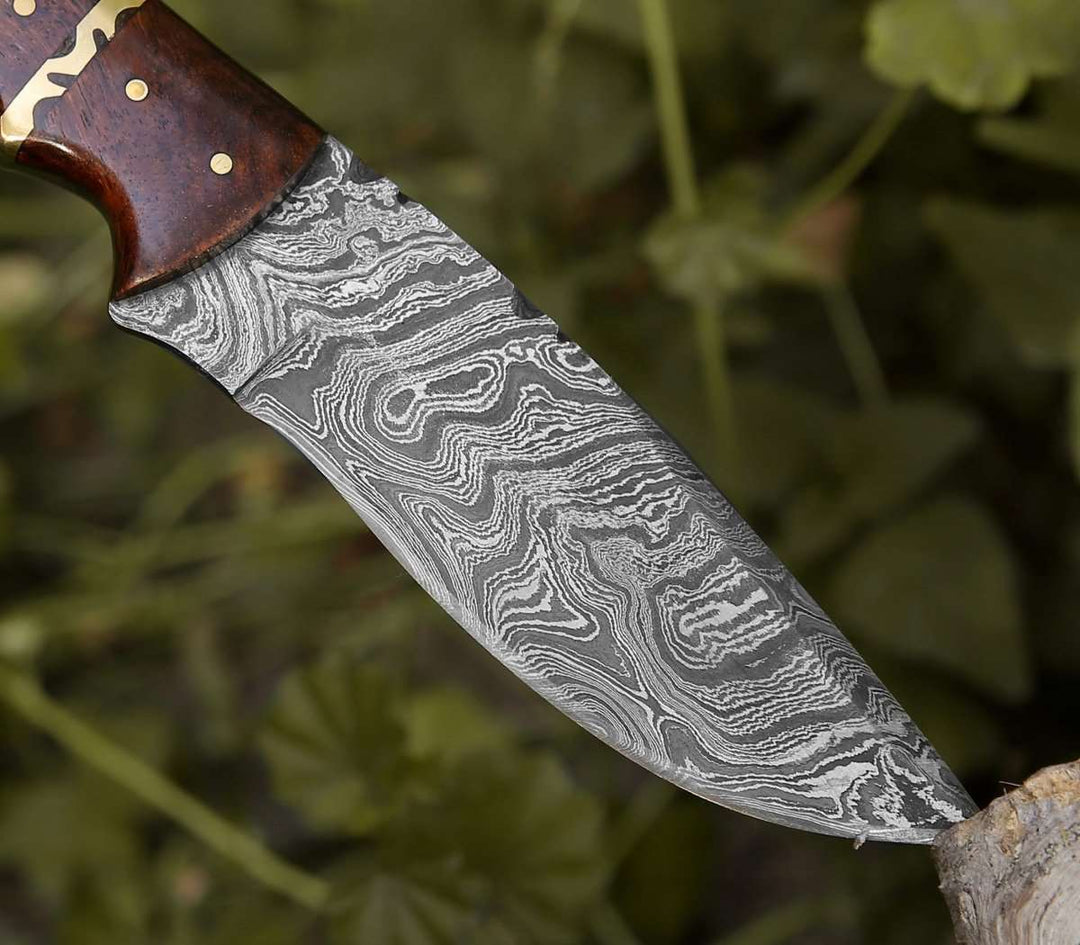 Fang Damascus Camp Knife with Rose Wood Handle - Shokunin USA