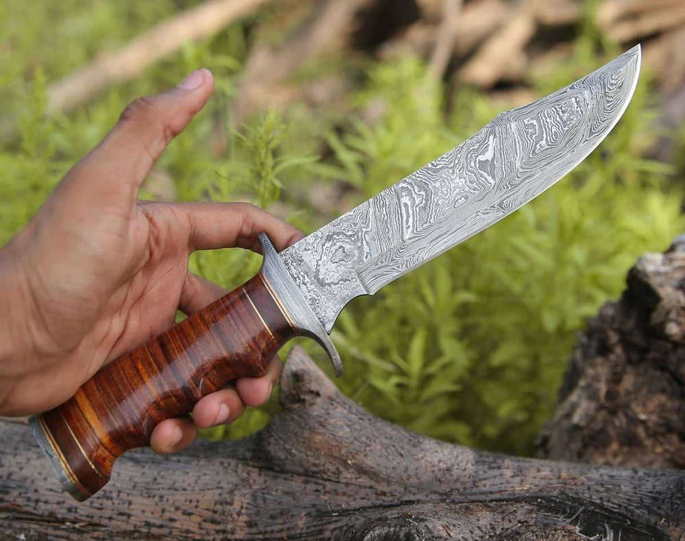 Flux Bowie Knife with Stacked Leather Handle - Shokunin USA