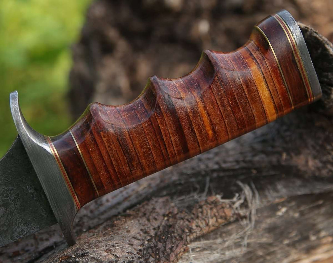 Flux Bowie Knife with Stacked Leather Handle - Shokunin USA