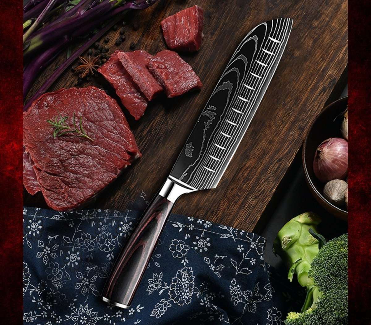 Fujin Chef's Knife Set 7 Pcs Pakkawood Handle - Shokunin USA