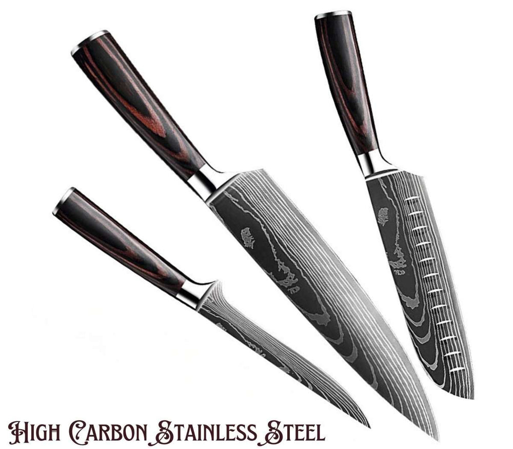 Fujin Chef's Knife Set 7 Pcs Pakkawood Handle - Shokunin USA