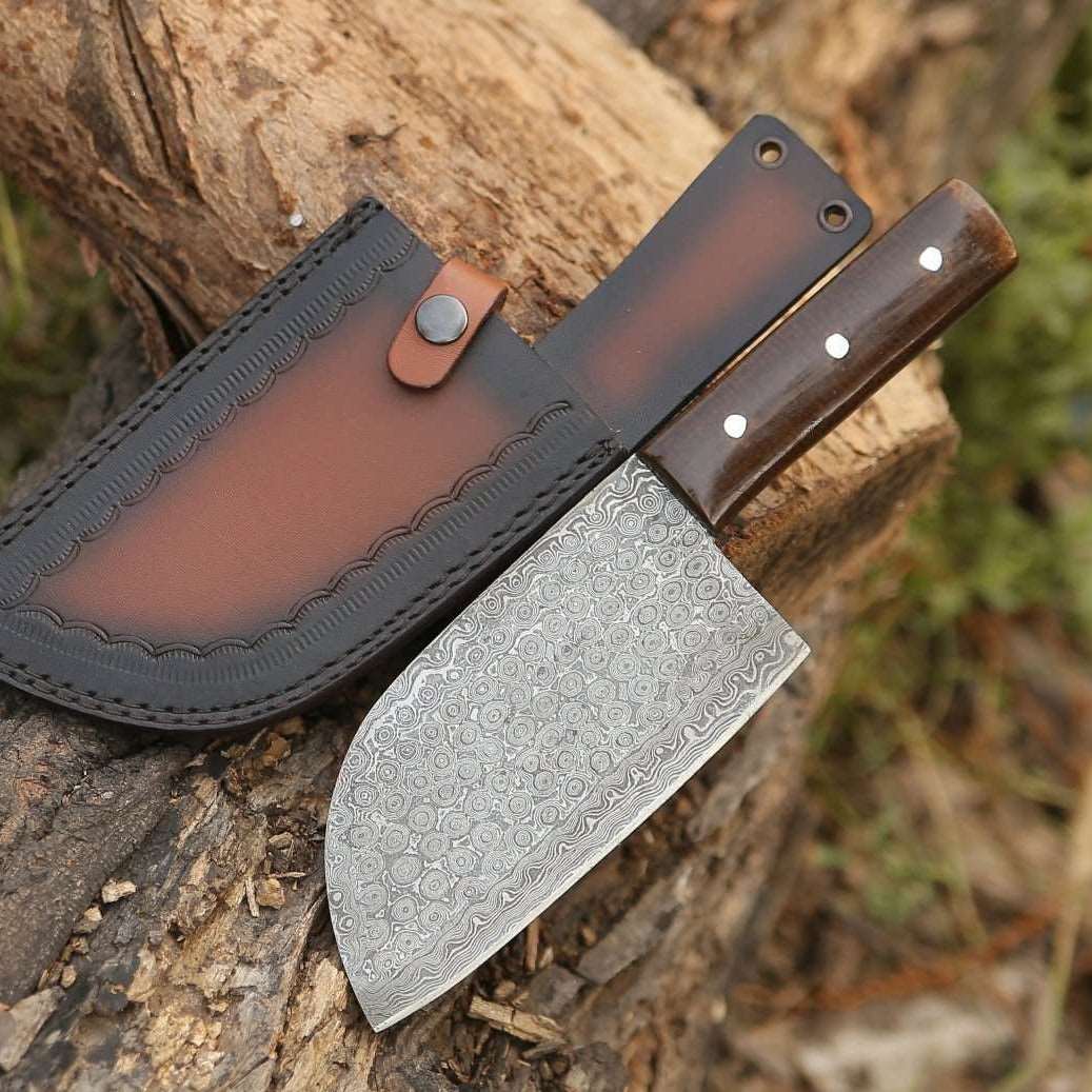 Gladiator Damascus Steel Cleaver with Micarta Handle - Shokunin USA
