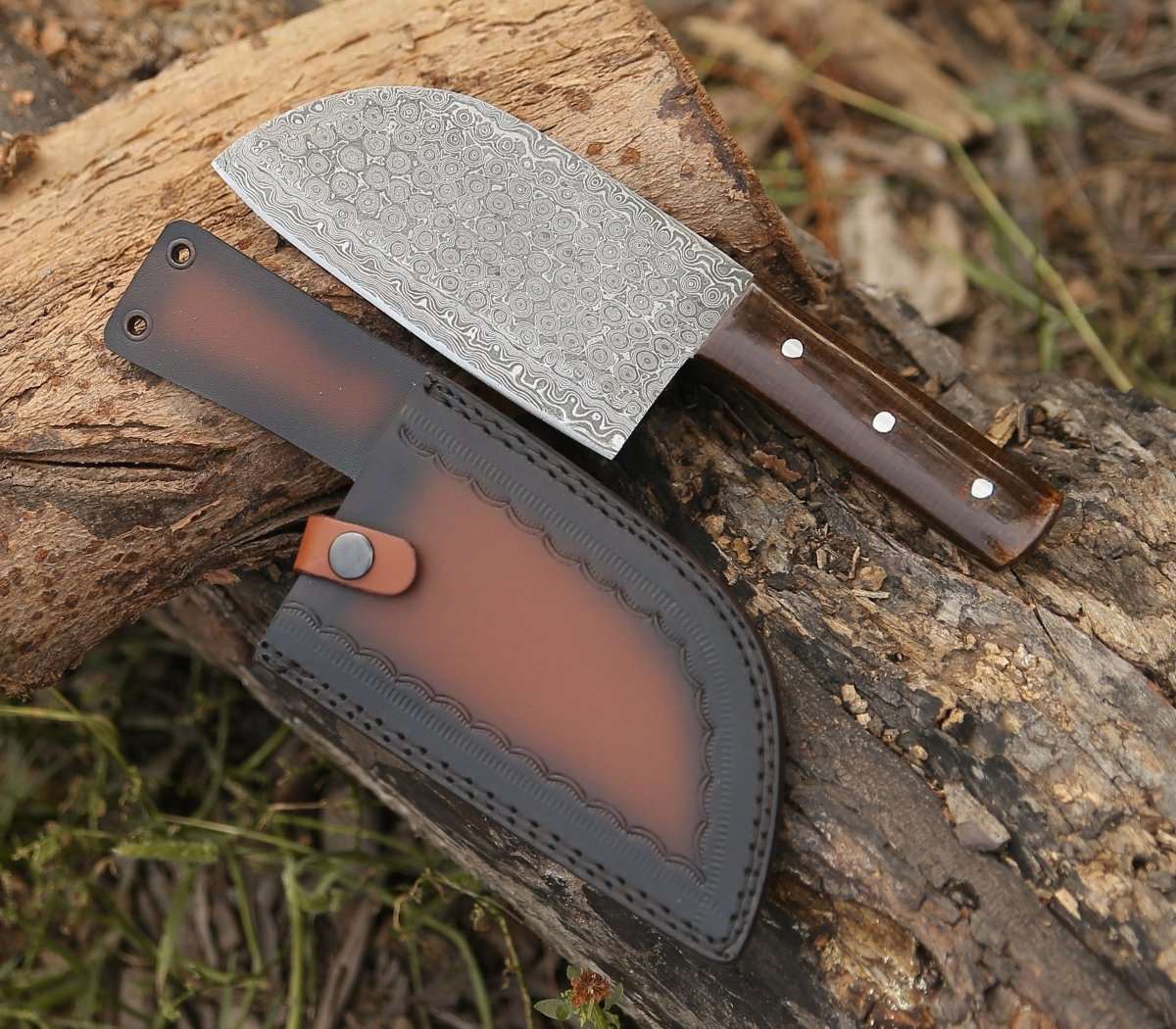 Gladiator Damascus Steel Cleaver with Micarta Handle - Shokunin USA