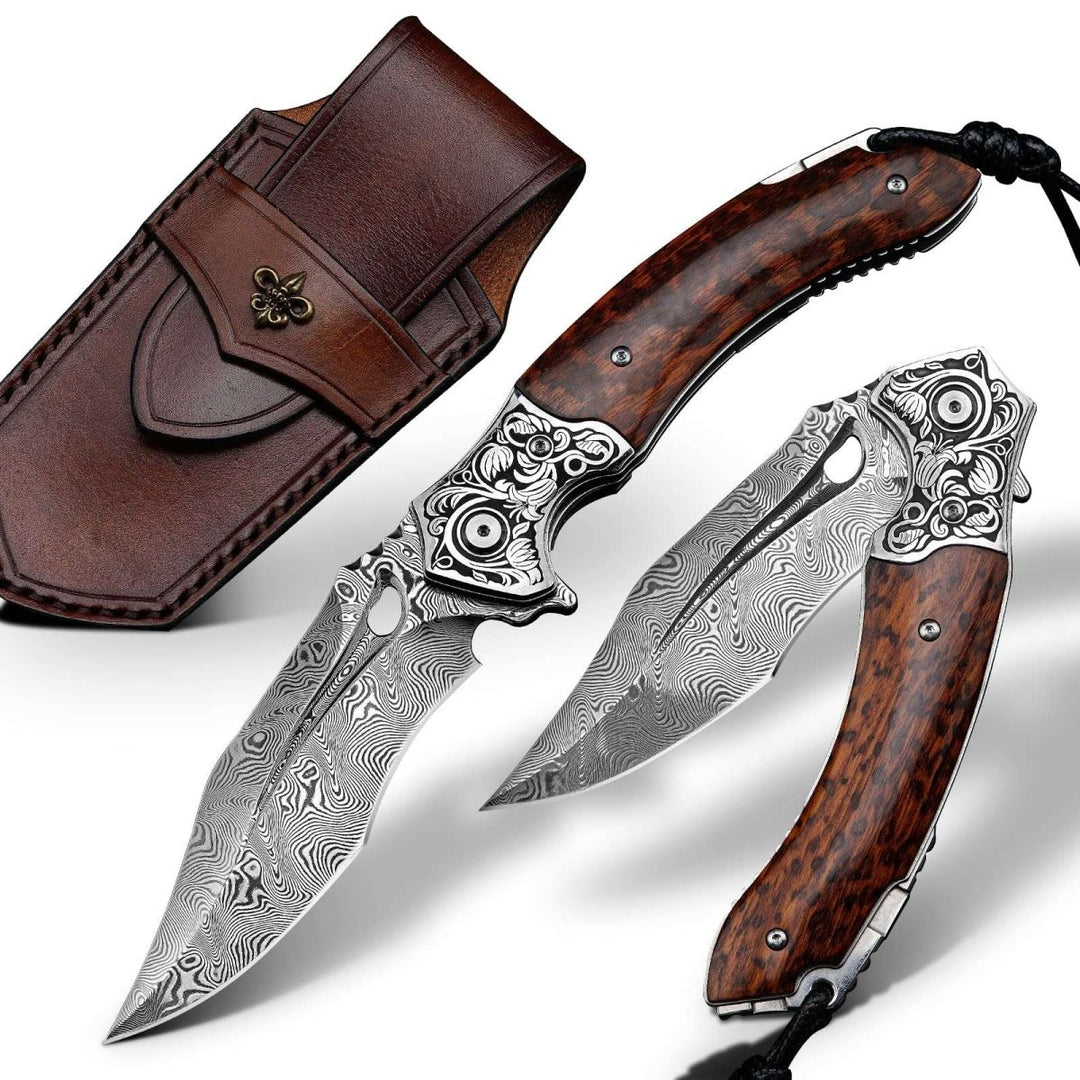 Heracles Japanese Gentlemen’s Folding Pocket Knife with Exotic Snake Wood Handle - Shokunin USA