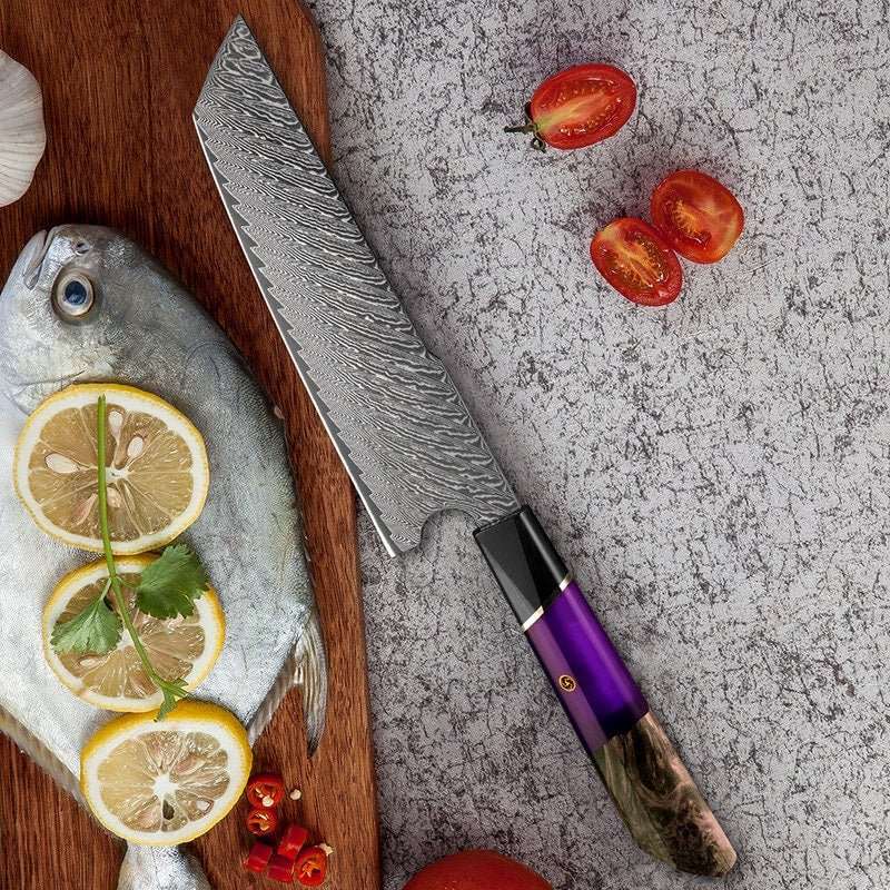 Chef Knife Set - Elite Series VG10 Damascus Knife Set with Exotic Burl Wood Handle - Shokunin USA