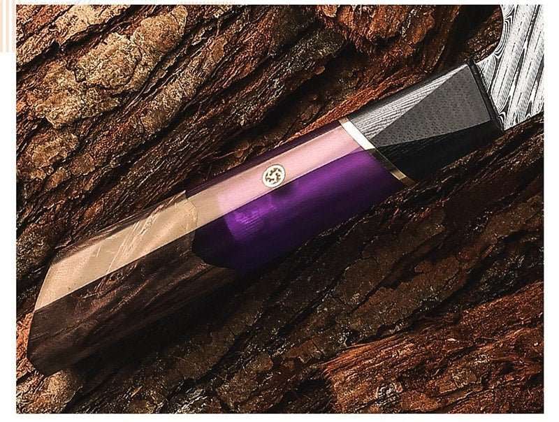 Chef Knife Set - Elite Series VG10 Damascus Knife Set with Exotic Burl Wood Handle - Shokunin USA