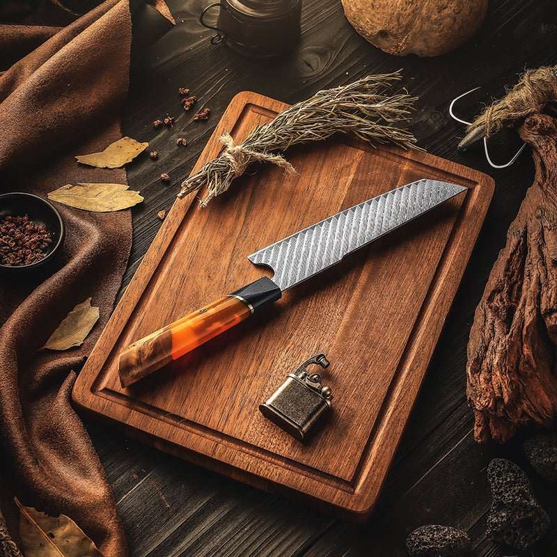 Chef Knife Set - Elite Series VG10 Damascus Knife Set with Exotic Burl Wood Handle - Shokunin USA
