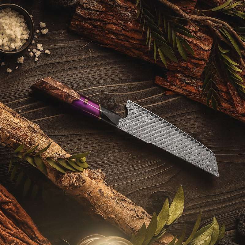 Chef Knife Set - Elite Series VG10 Damascus Knife Set with Exotic Burl Wood Handle - Shokunin USA