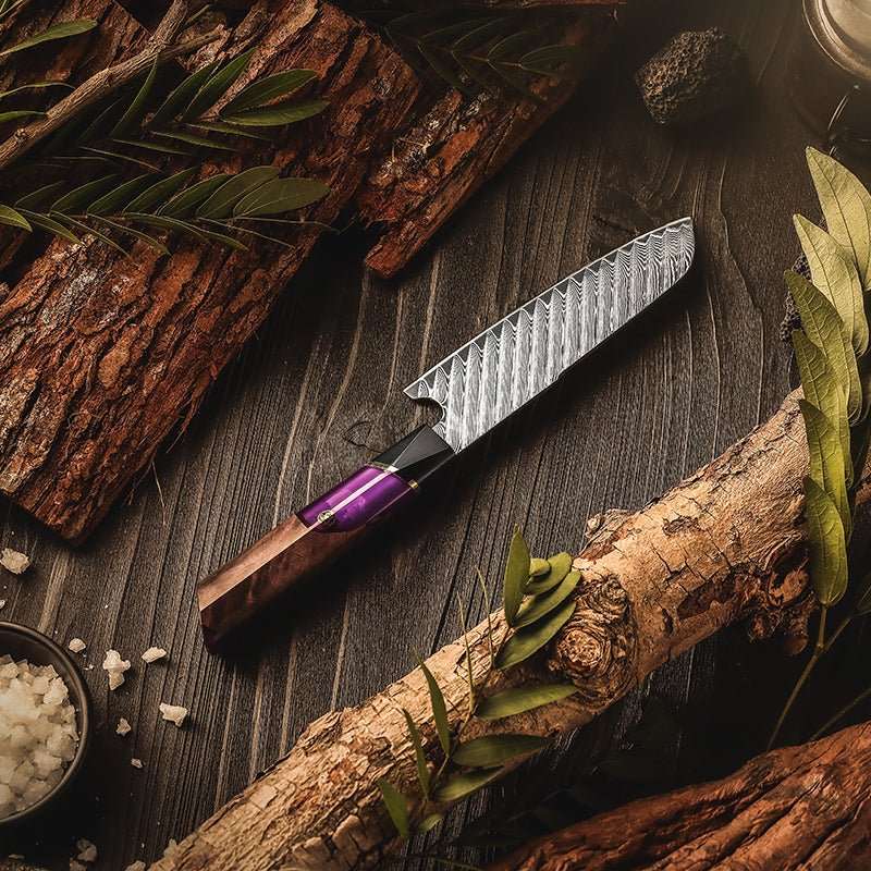 Chef Knife Set - Elite Series VG10 Damascus Knife Set with Exotic Burl Wood Handle - Shokunin USA