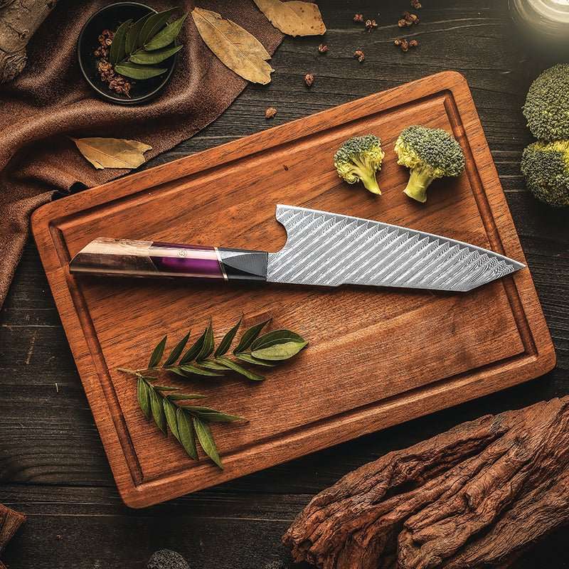 Chef Knife Set - Elite Series VG10 Damascus Knife Set with Exotic Burl Wood Handle - Shokunin USA