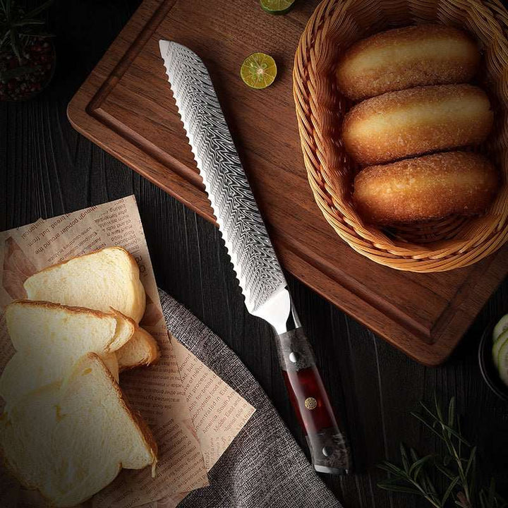 Supreme VG10 8-Pc Professional Chef Knife Set with Stained Olive Wood Handle &amp; Sheath - Shokunin USA