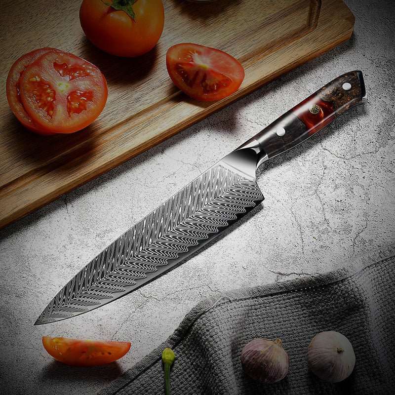 Supreme VG10 8-Pc Professional Chef Knife Set with Stained Olive Wood Handle &amp; Sheath - Shokunin USA