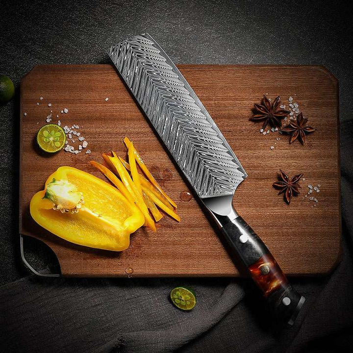 Supreme VG10 8-Pc Professional Chef Knife Set with Stained Olive Wood Handle &amp; Sheath - Shokunin USA