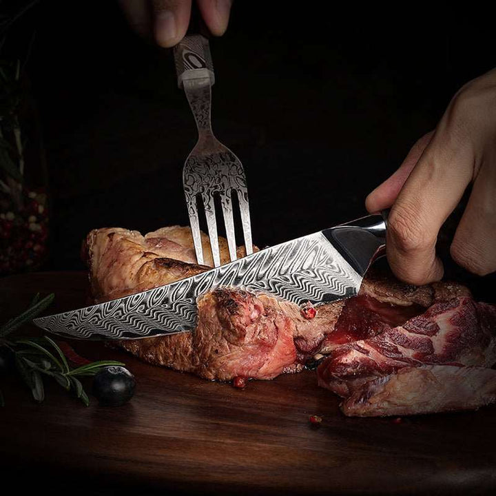 Supreme VG10 8-Pc Professional Chef Knife Set with Stained Olive Wood Handle &amp; Sheath - Shokunin USA