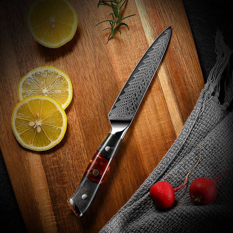 Supreme VG10 8-Pc Professional Chef Knife Set with Stained Olive Wood Handle &amp; Sheath - Shokunin USA