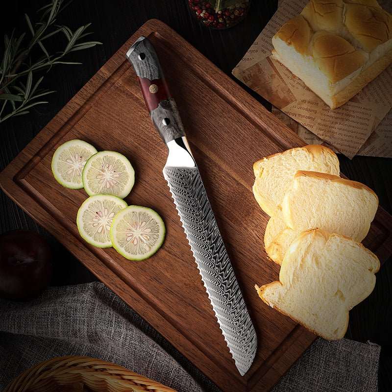 Supreme VG10 8-Pc Professional Chef Knife Set with Stained Olive Wood Handle &amp; Sheath - Shokunin USA