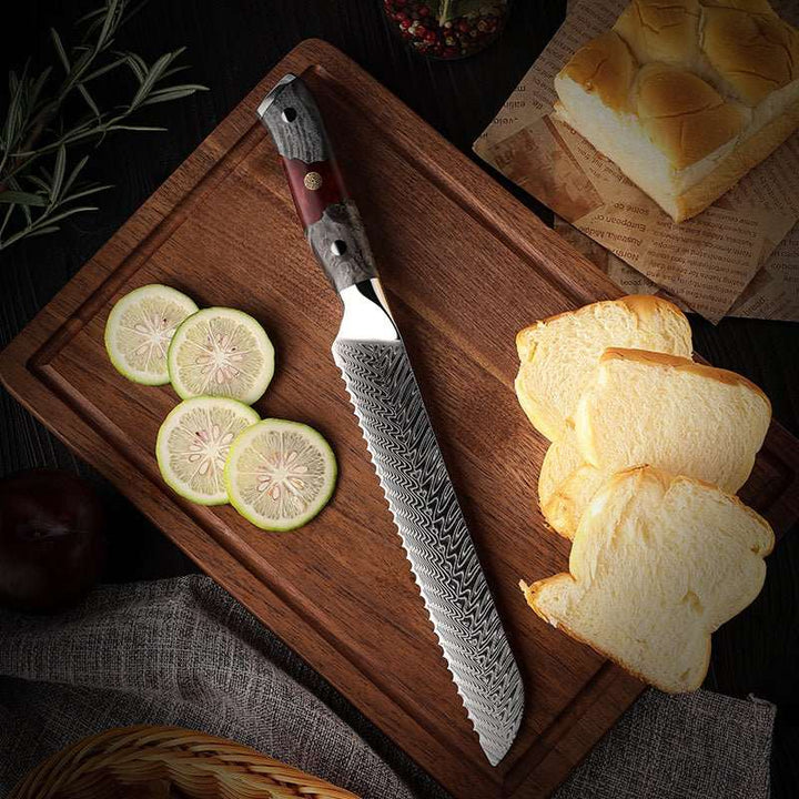 Supreme VG10 8-Pc Professional Chef Knife Set with Stained Olive Wood Handle &amp; Sheath - Shokunin USA