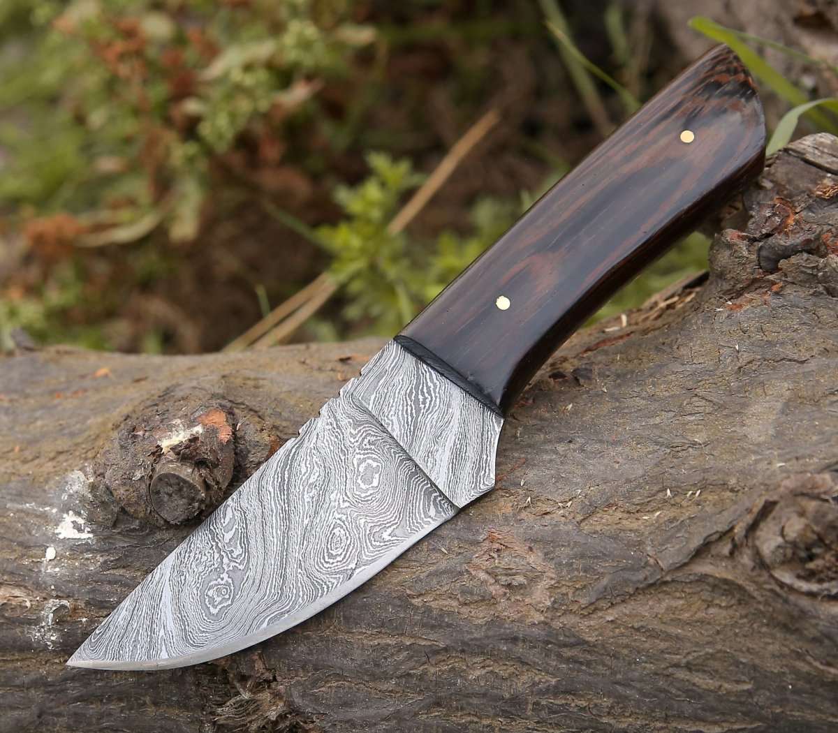 Damascus Knife - Legacy Damascus Skinning Knife with Exotic Wenge Wood Handle - Shokunin USA