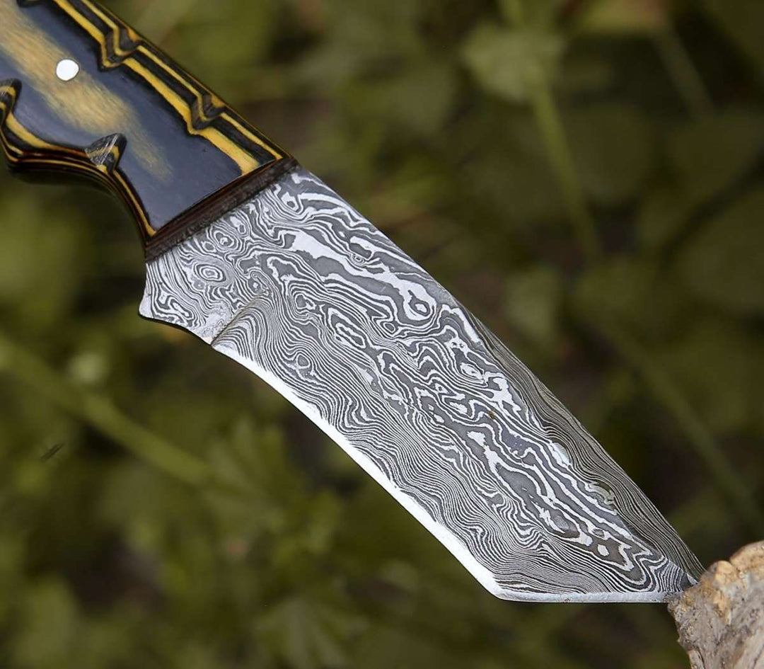 Marauder Damascus Tanto Knife with Pakkawood Handle - Shokunin USA